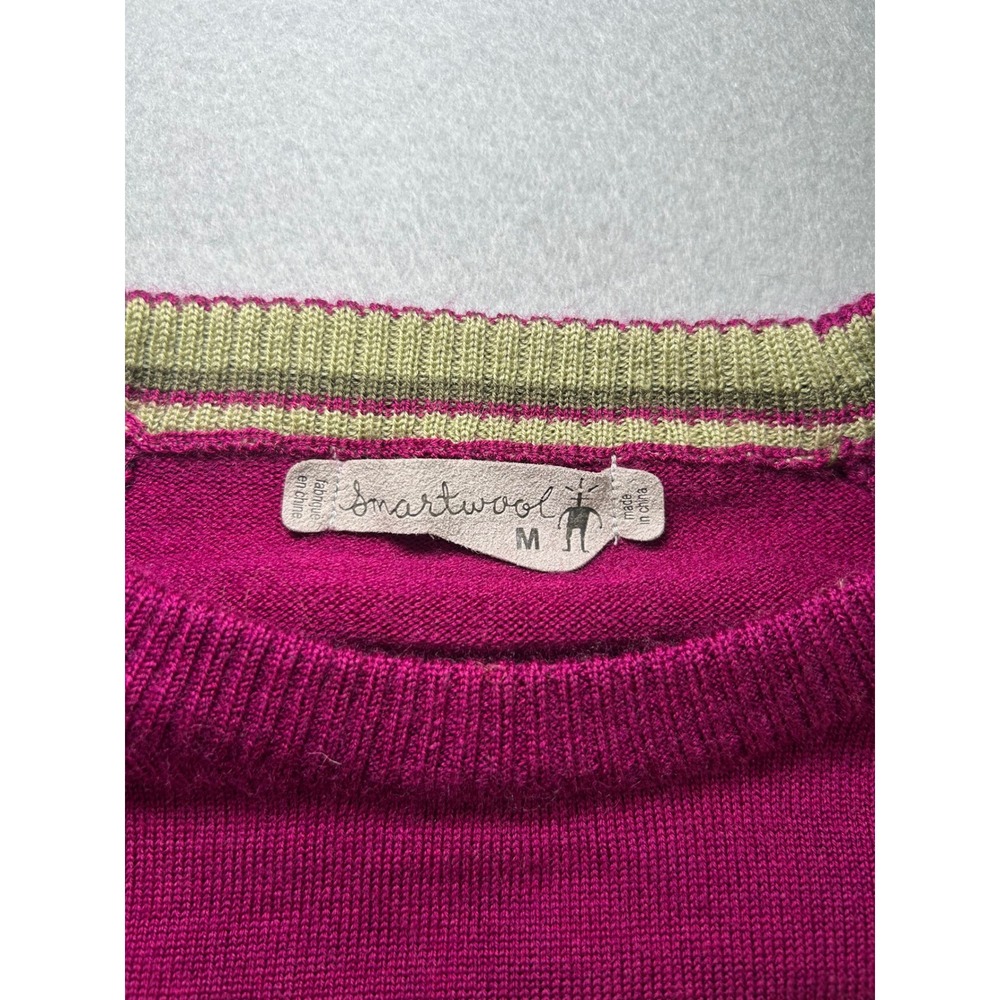 Smartwool Sweater Womens M Magenta Merino Wool Blend Crew Neck Long Sleeve - Picture 3 of 8